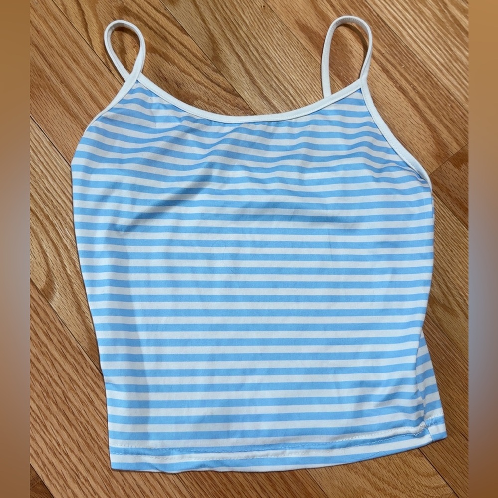 Blue and White Striped Tank Top